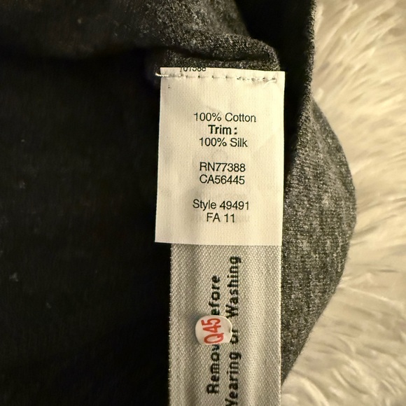 J Crew Gray Long Sleeve Knit Top with Green silk sleeves - Picture 4 of 5